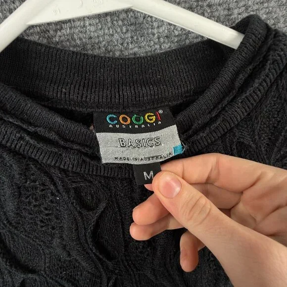 COOGI Australia Black 3D Textured Knit Sweater Pullover Cotton Small Ladies - Picture 8 of 16